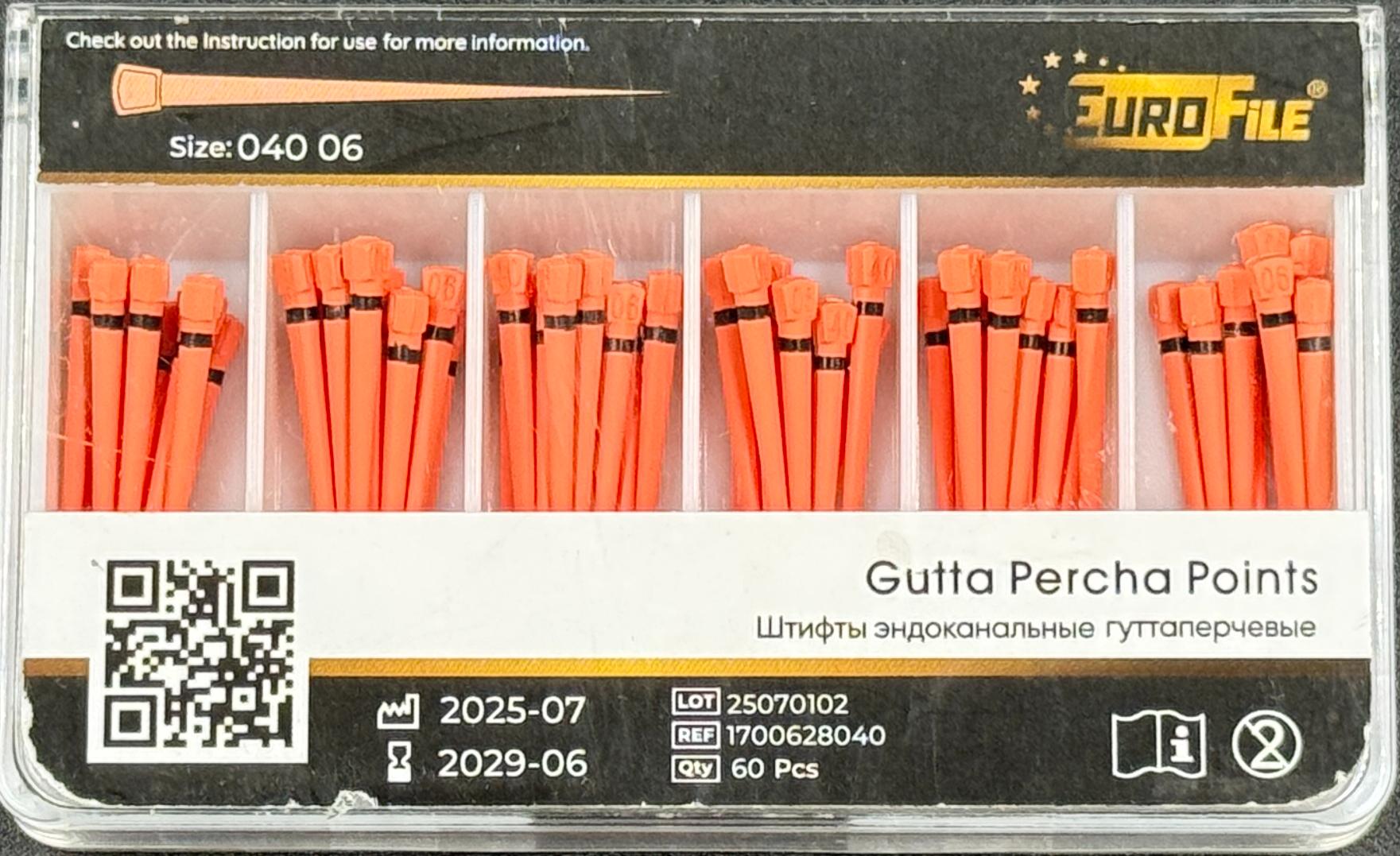 Штифты гуттаперчивые 06-40 60 шт. EUROFILE
