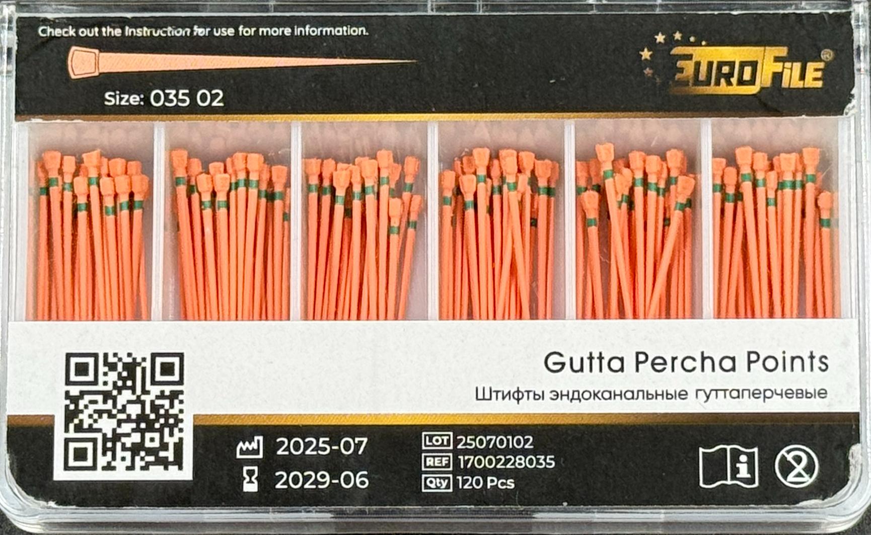 Штифты гуттаперчивые 02-35 120 шт. EUROFILE
