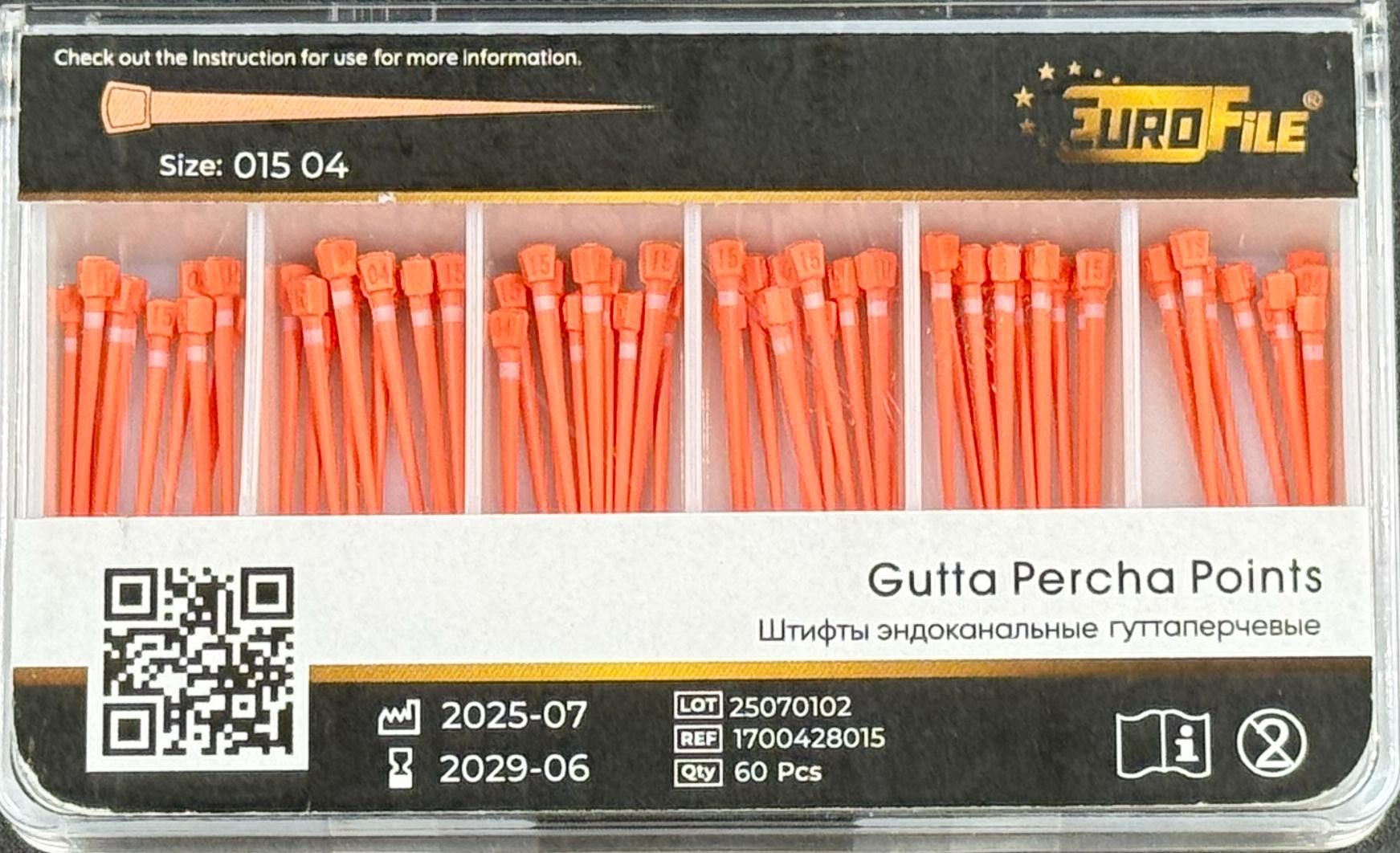 Штифты гуттаперчивые 04-15 60 шт. EUROFILE
