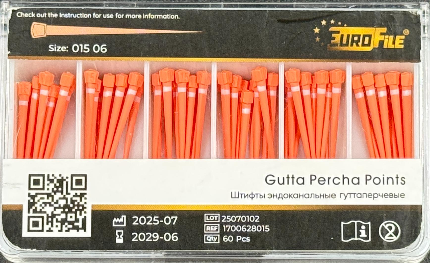 Штифты гуттаперчивые 06-15 60 шт. EUROFILE