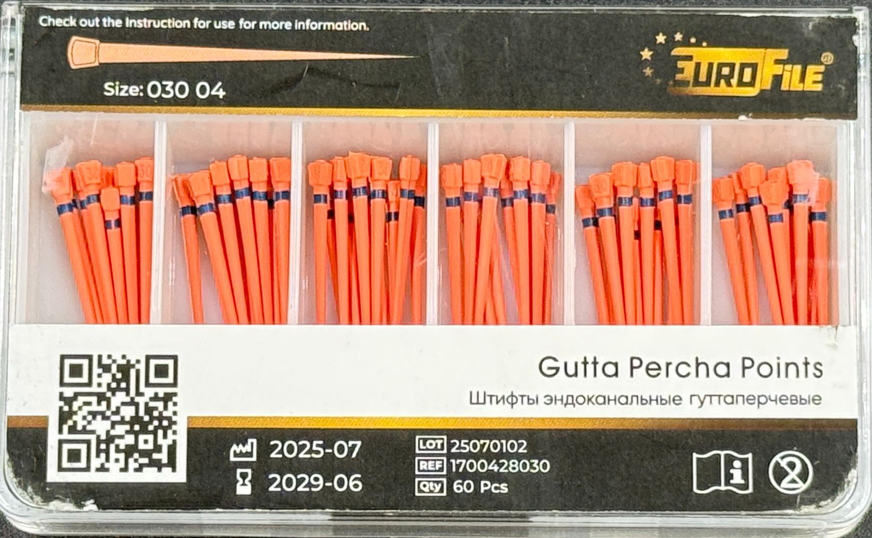 Штифты гуттаперчивые 04-30 60 шт. EUROFILE
