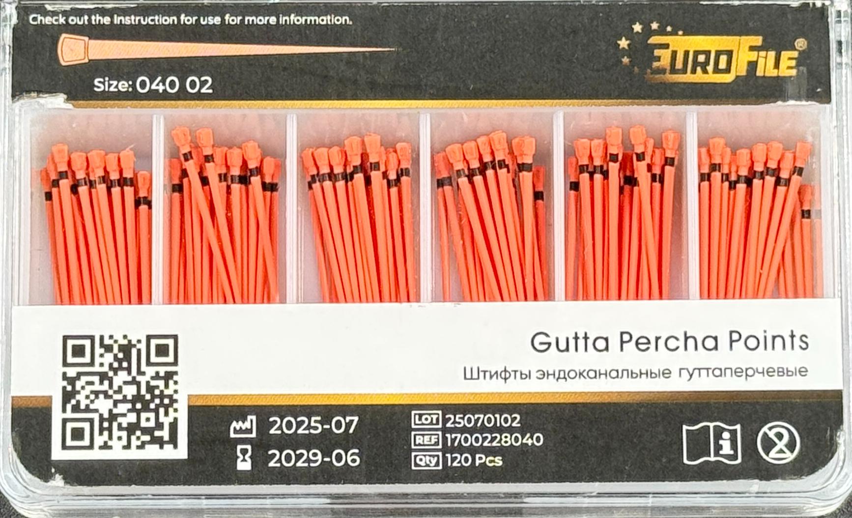 Штифты гуттаперчивые 02-40 120 шт. EUROFILE