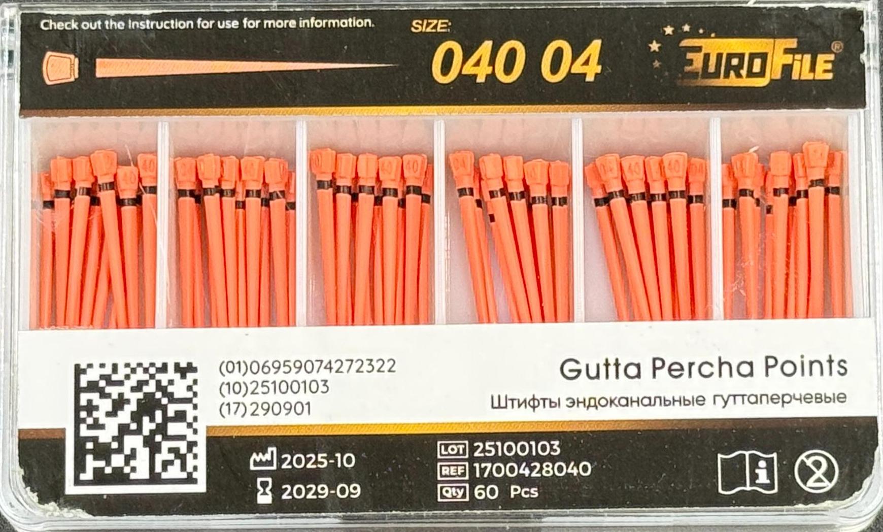 Штифты гуттаперчивые 04-40 60 шт. EUROFILE