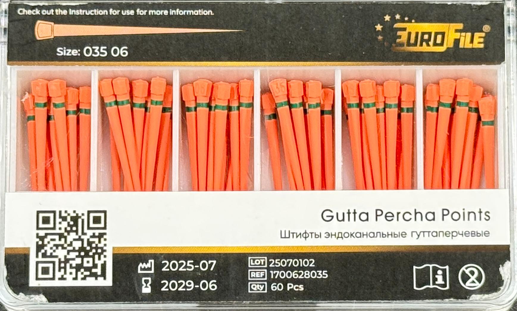 Штифты гуттаперчивые 06-35 60 шт. EUROFILE