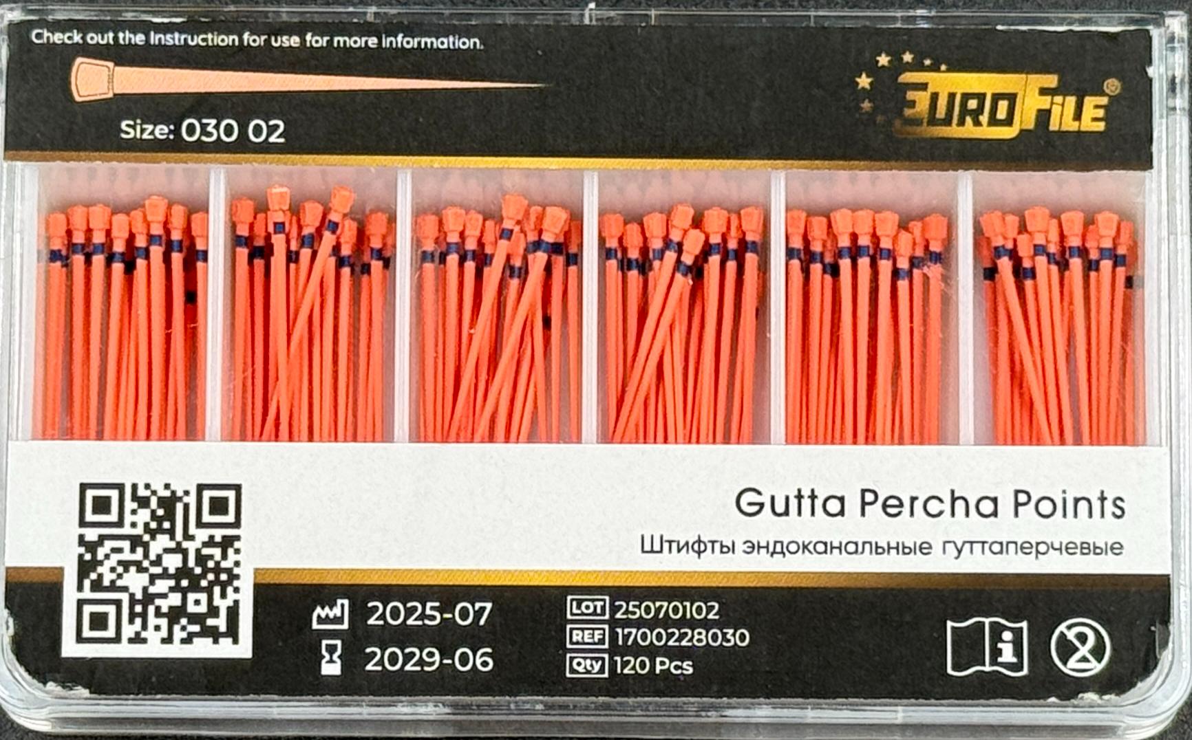 Штифты гуттаперчивые 02-30 120 шт. EUROFILE